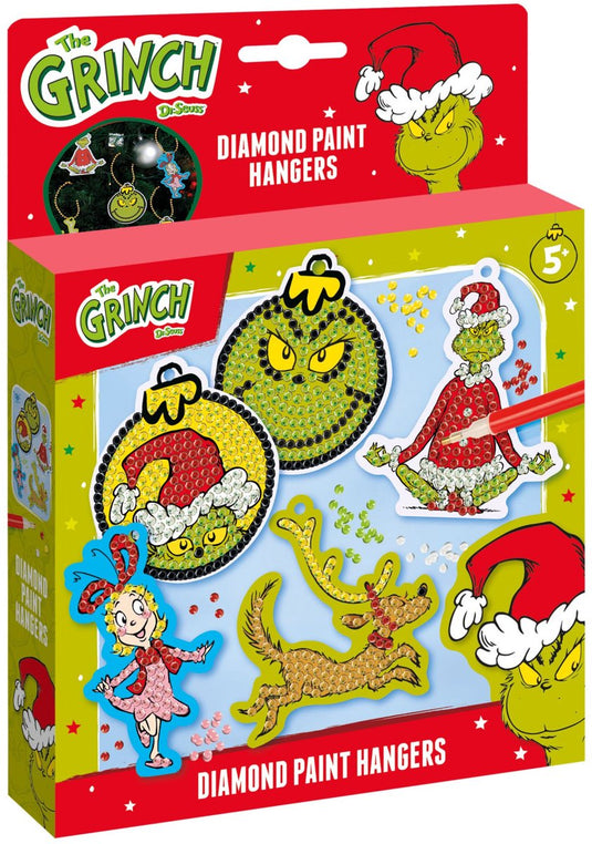 Totum the grinch - 5 diamond painting hangers maken - speelgoed jongens en meisjes vanaf 5 jaar - knutselset home deco