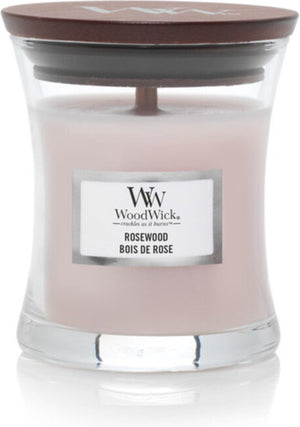 Woodwick geurkaars mini candle - rosewood - 20 branduren - 85gr - 8 cm ø 7 cm