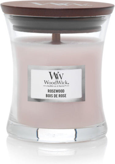 Woodwick geurkaars mini candle - rosewood - 20 branduren - 85gr - 8 cm ø 7 cm