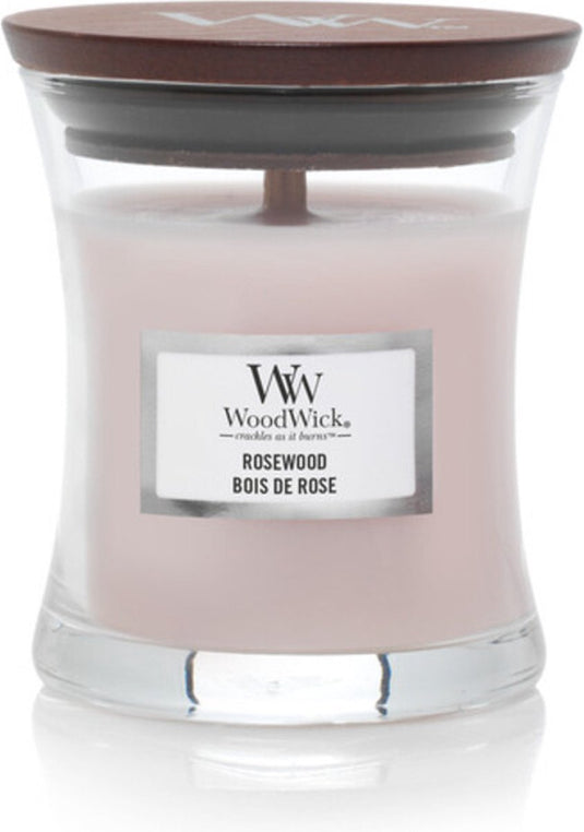 Woodwick geurkaars mini candle - rosewood - 20 branduren - 85gr - 8 cm ø 7 cm