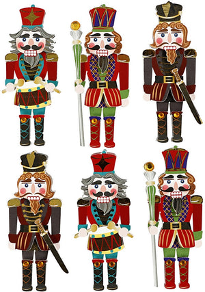 Creativ company 3d stickers - notenkraker - zelfklevende stickers - gelaagde scrapbooking stickers - knutselstickers voor kerst decoratie - creatieve plakstickers - 75mm - 6 stuks