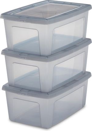 Iris clearbox opbergbox - 11l - kunststof - grijs - set van 3