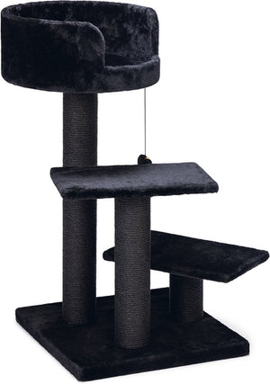 Beeztees krabpaal serpa figo - incl touw met balletje - 3 ligplekken - zwart - 50x50x92 cm