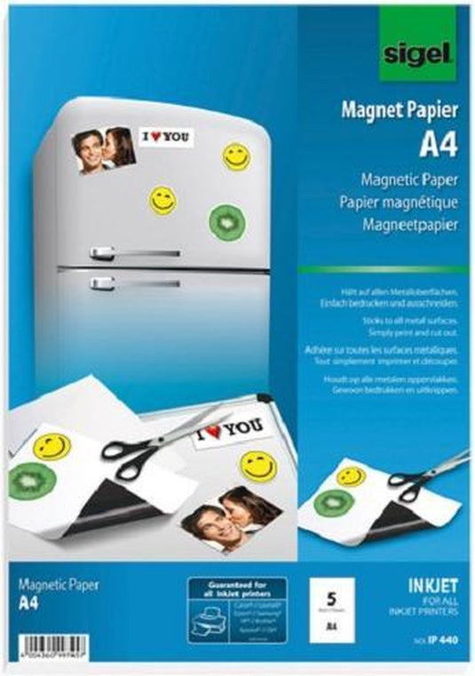 Sigel magneetpapier - a4 - wit - 5 vel - inkjet - si-ip440