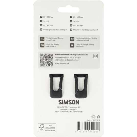 Simson verlichtingsset simmy batterij - zwart