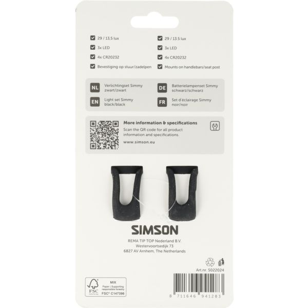 Chargez l'image dans la visionneuse de la galerie, Simson verlichtingsset simmy batterij - zwart
