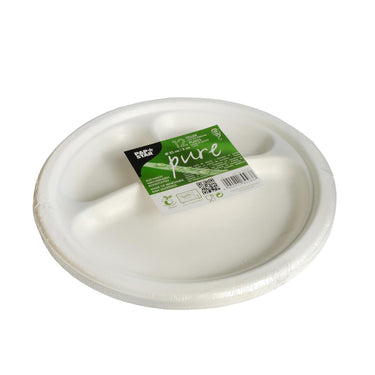 Papstar borden suikerriet pure 3-vaks ã˜23cm set a 12 stuks