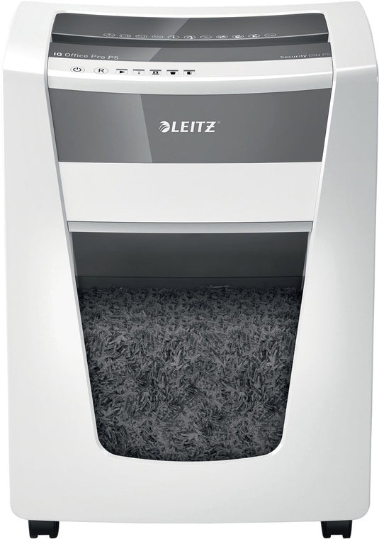 Leitz iq office pro papierversnipperaar p5+ - micro snippers - tot 15 vel - 30l - wit