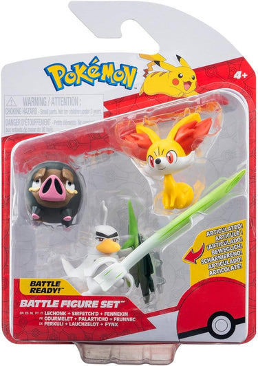 Jazwares pokémon battle figure set 3-pack fennekin, lechonk, sirfetch'd 5 cm action figuur