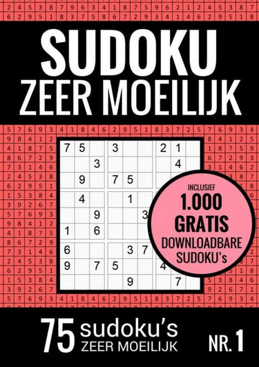 Merkloos sans marque sudoku zeer moeilijk - puzzelboek: 75 zeer moeilijke sudoku puzzels voor volwassenen en ouderen