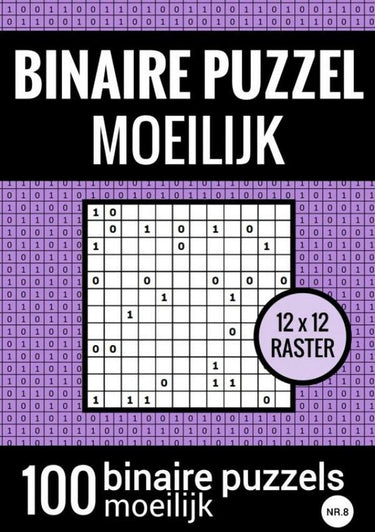 Merkloos sans marque binaire puzzel moeilijk - puzzelboek met 100 binairo's - nr.8