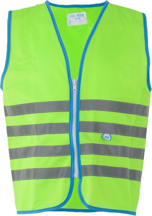 Wowow veiligheidshesje kind met rits en 1150 - fun fietsjas - maat m - unisex - groen blauw zilver