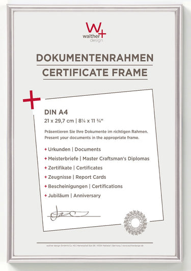 Walther galeria - kunststof lijst - fotoformaat 21x29,7 cm (din a4) - zilver