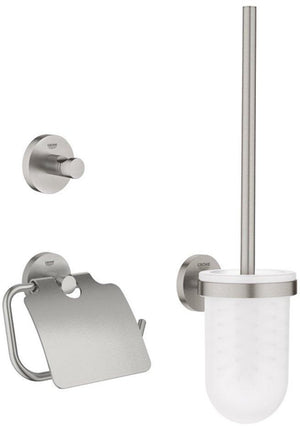 Grohe essentials accessoireset - toiletrolhouder - toiletborstelset - haak - supersteel (rvs)