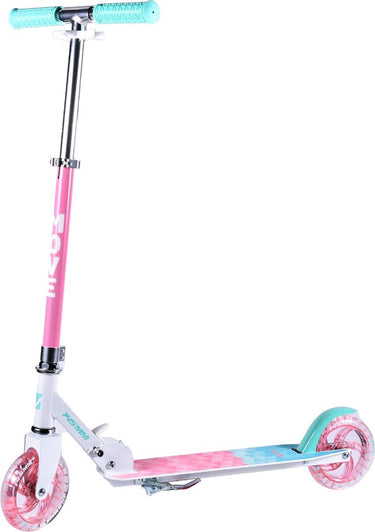 Move step - scooter 145 led pastel sky - roze wit - lichtgevende wielen - vouwbaar - in hoogte verstelbaar - vanaf 3 jaar