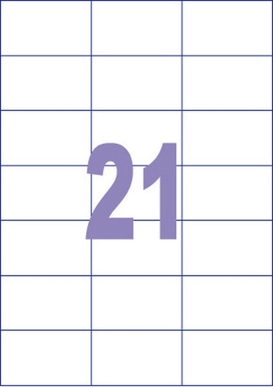 Kangaro etiket - inkjet laser kopieer - 70x42,3mm - 100 vel - 21 stickers per vel - k-7042
