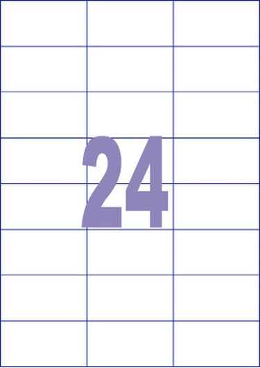 Kangaro etiketten - universeel - zelfklevend - inkjet laser kopieer - 70x37mm - 100 vel - 24 stickers per vel