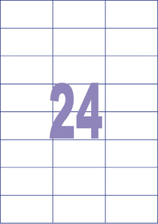 Kangaro etiketten - universeel - zelfklevend - inkjet laser kopieer - 70x37mm - 100 vel - 24 stickers per vel - k-7037