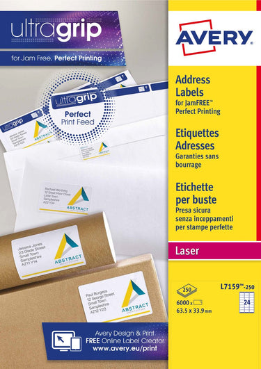 Avery etiketten quickpeel formaat 635 x 339 mm (b x h) 6.000 stuks 24 per blad