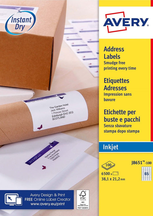 Merkloos sans marque avery white mini label - inkjet - j8651