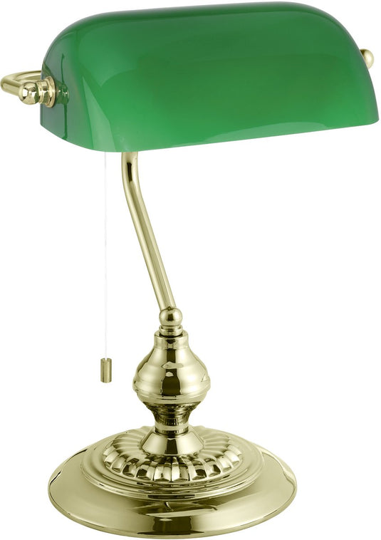 Eglo banker - bureaulamp - tafellamp - e27 - 39 cm - goud groen