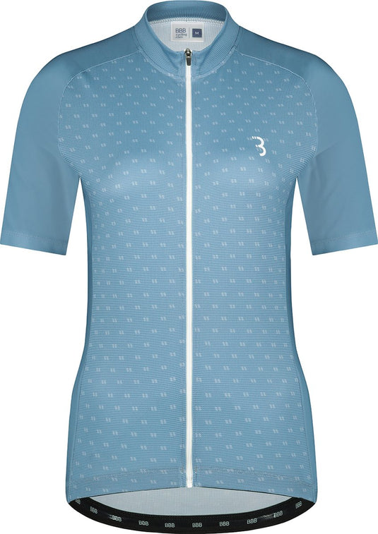 Bbb cycling fietsshirt dames korte mouw donnafit - wielershirt dames korte mouw - comfortabel en sneldrogend wielrenshirt dames - grijs blauw - maat m - bbw-412