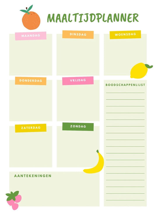 Merkloos sans marque maaltijdplanner