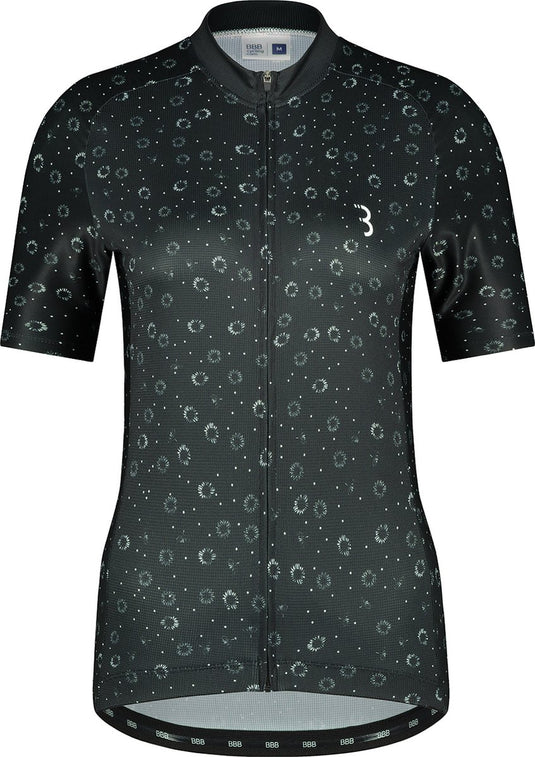 Bbb cycling fietsshirt dames korte mouw donnafit - wielershirt dames korte mouw - comfortabel en sneldrogend wielrenshirt dames - zwart bloemen - maat m - bbw-412