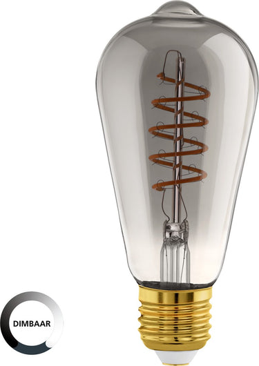Eglo led lamp - e27 - ø 6,4 cm - st64 - smoke - 2000k - dimbaar