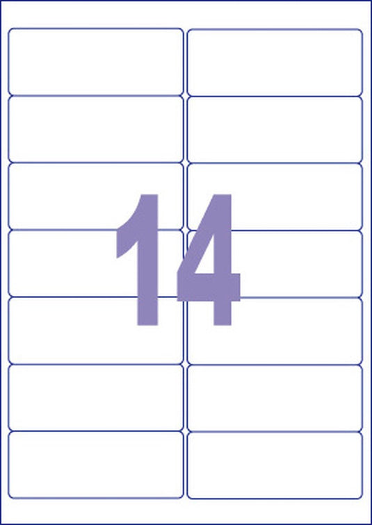Kangaro etiketten - universeel - zelfklevend -inkjet laser kopieer - 99,1x38,1mm - 100 vel - 14 stickers per vel - k-9938