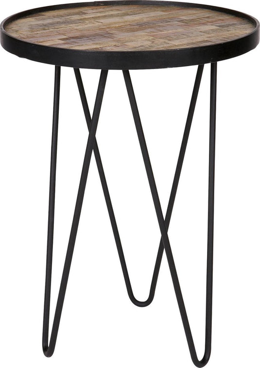 Woood lev bijzettafel - hout metaal - zwart - 52x39x39
