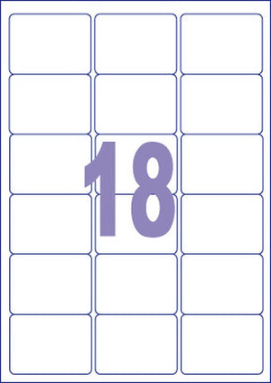 Kangaro etiket - universele etiketten - inkjet laser kopieer - 63,5x46,6mm - 100 vel - 18 stickers per vel
