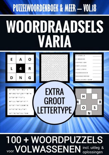 Merkloos sans marque puzzelwoordenboek meer - vol. 18 - puzzelboek varia voor volwassenen - extra groot lettertype