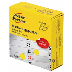 Avery markeringspunten geel 250 stuks 19 mm