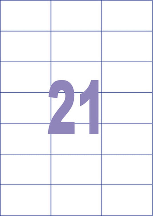 Kangaro etiketten - universeel - inkjet laser kopieer - 70x42,3mm - 25 vel - 21 stickers per vel - k-7042-25