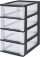 Iris organizer chest ladesysteem - 4 lades - 4 x7l - kunststof - zwart transparant