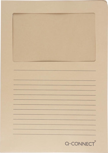 Q-connect l-map met venster | 120 g m² | a4 | pak van 100 stuks | kraft
