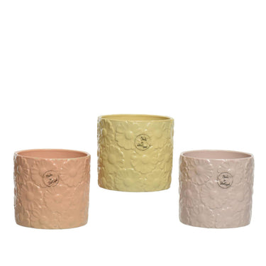 Decoris bloempot keramiek ã˜12.8x13.1cm met bloemreliã«f pastel