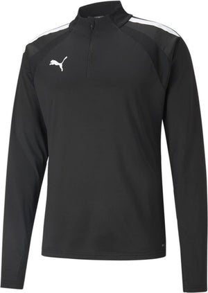 Puma teamliga 1 4 zip top jr unisex sportshirt - black- white