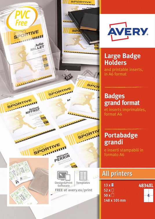 Avery badgehouder a6 incl. insteekkaarten 50st av-4834xl