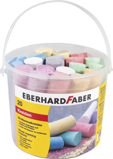 Eberhard faber stoepkrijt - 100 stuks - in plastic bak - assorti - ef-526599