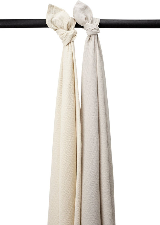 Meyco baby uni swaddle - 2-pack - pre-washed hydrofiel - soft sand greige - 120x120cm
