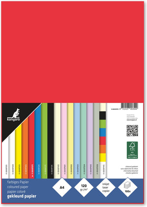 Kangaro papier - a4 - 120 gram fsc - pak 100 vel - rood
