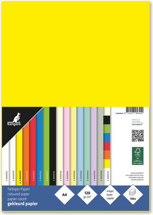 Kangaro papier - a4 - 120 grams fsc - pak 100 vel - geel