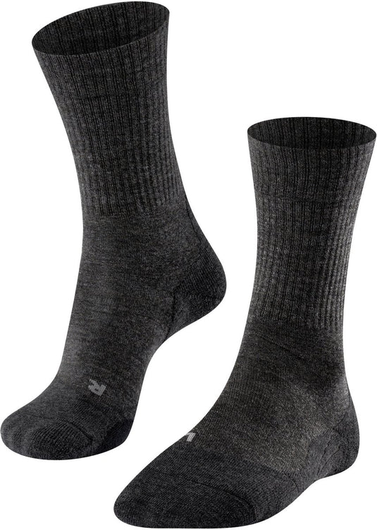 Falke tk2 wool anti-blaar dik wol functioneel materiaal wandelsokken dames grijs - maat 39-40