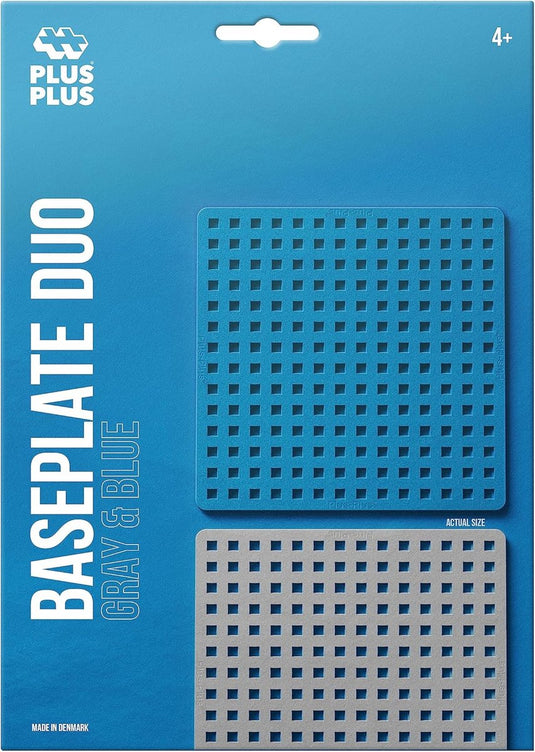 Plus-plus basic bouwplaat blauw grijs 2 delige bouwset - 3840 - bouwspeelgoed - constructiespeelgoed - set met bouwstenen - vanaf 5 jaar