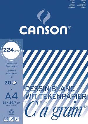 Canson tekenblok c à grain 224 g m² formaat 21 x 297 cm (a4)