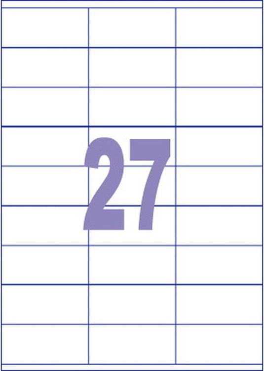 Kangaro etiketten - universeel - inkjet laser kopieer - 70x32mm - 100 vel - 27 stickers per vel - k-7032