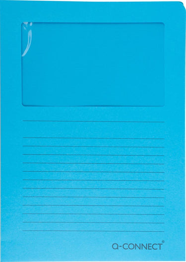 Q-connect l-map met venster | 120 g m² | a4 | pak van 100 stuks | blauw
