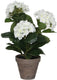 Mica decorations - hortensia kunstplant in bloempot stan - h40 x ø35 cm - wit